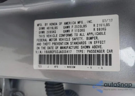 2018 Acura Tlx Tech Pkg из США, поврежденный, VIN 19UUB2F52JA005417